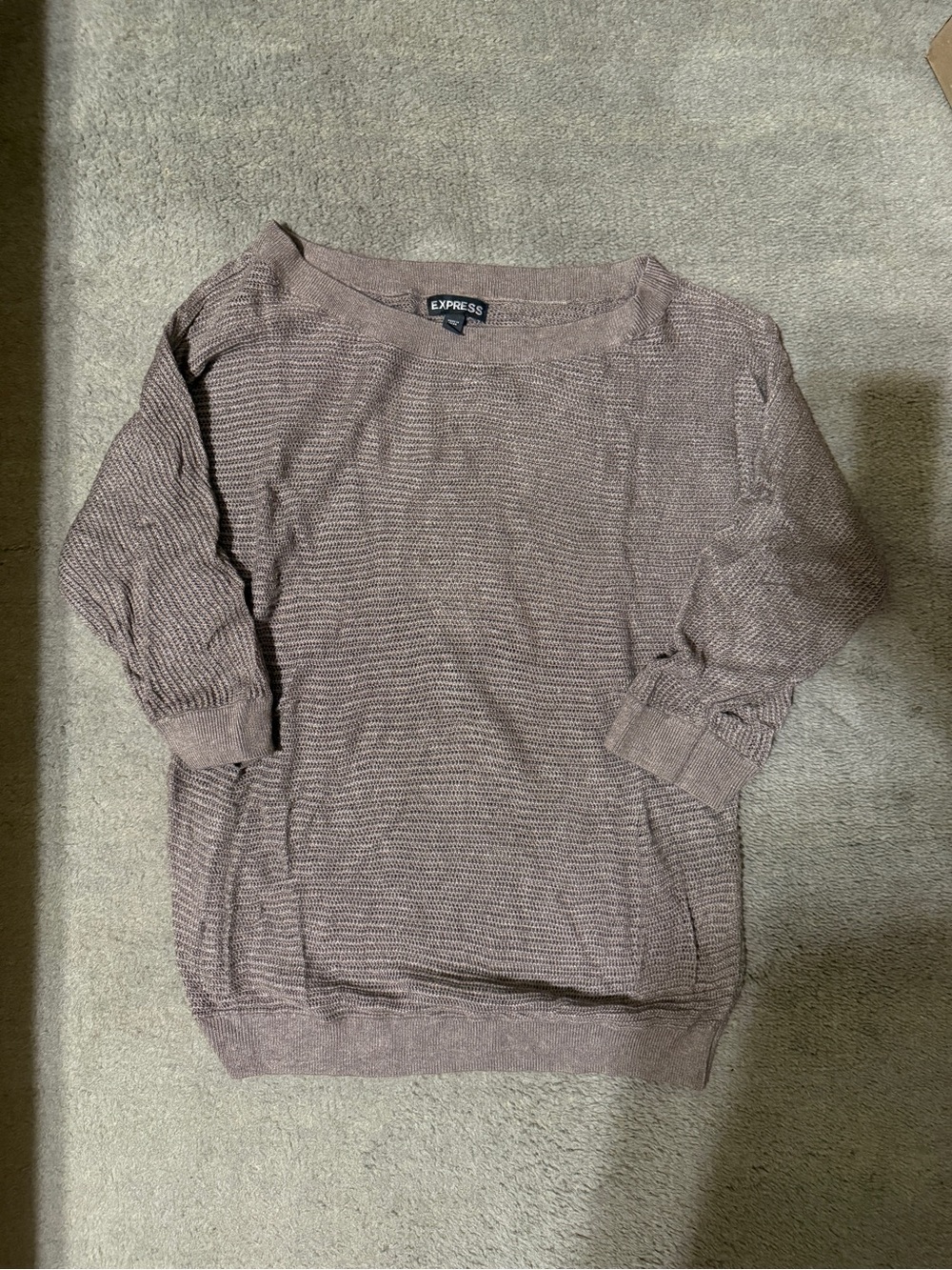 Express Dusty Mauve Textured Boatneck Dolman Sleeve Medium Sweater